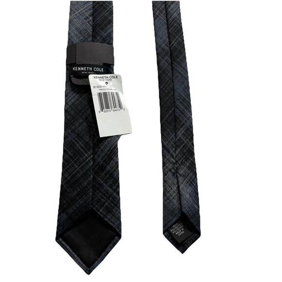 KENNETH COLE Vintage Polyester Necktie Lux Designer Plaid Blue W3‎ L54 NWT (242) - Picture 3 of 5
